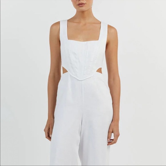 BNWT Diish White Linen Corset Jumpsuit Sz 2 - Picture 5 of 5